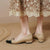 Two-Tone Elegant Flower Decor Women's High Heel Shoes