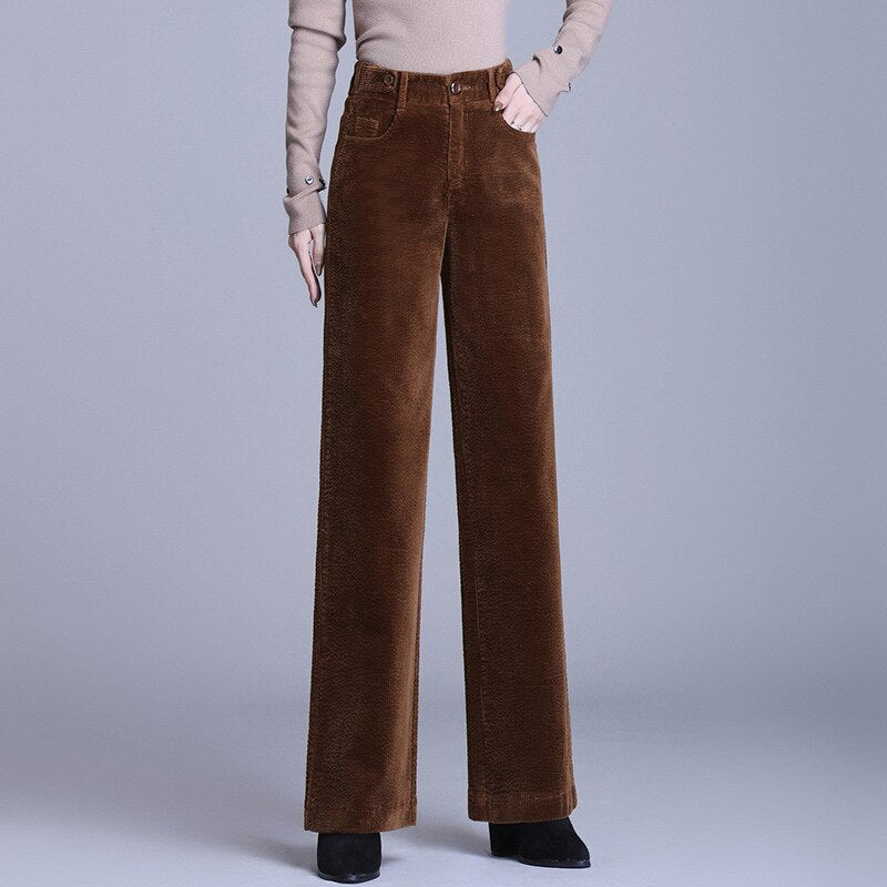Classy Straight Cut Corduroy Pants for Women Boots N Bags Heaven