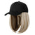 Adjustable Baseball Cap with Natural Short Straight Hair Extension Wigs