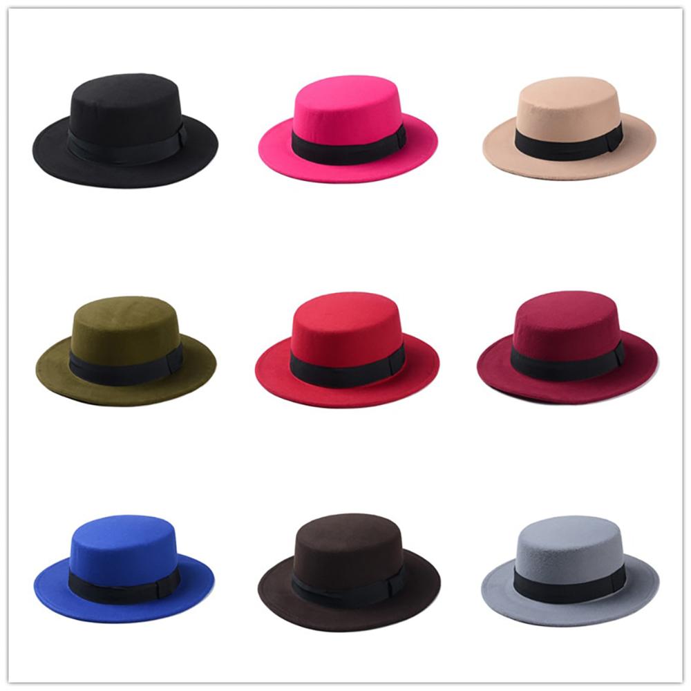 Classical Big Wide Brim 9.5cm Fedora Hat Black White Wool Hats Men