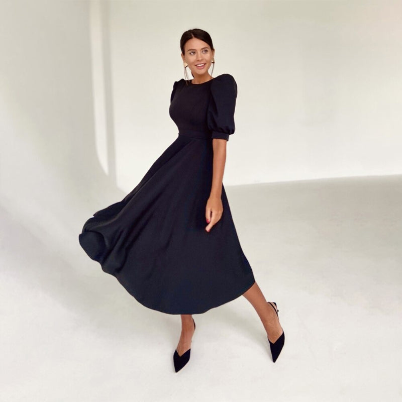 Classy Summer Fashion Puff Sleeve Backless Midi Dresses Boots N Bags Heaven Classy Summer Fashion Puff Sleeve Backless Midi Dresses Boots N Bags Heaven