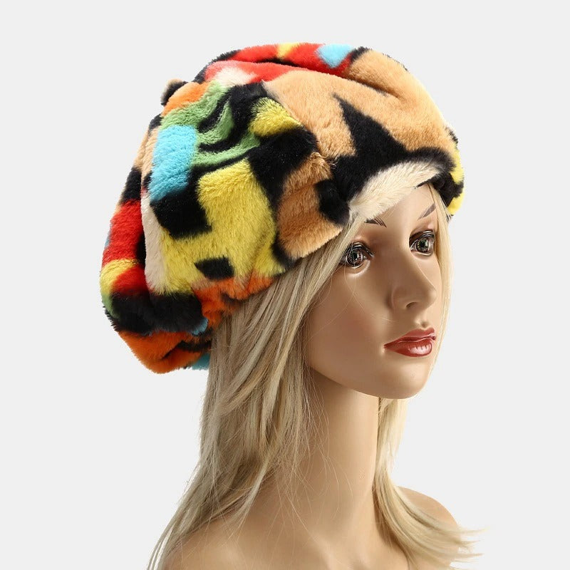 BP. FAUX FUR PLUSH BERET ALPHABET GRAFFITI PRINT OS NWT BP. FAUX FUR PLUSH BERET ALPHABET GRAFFITI PRINT OS NWOT main image 4