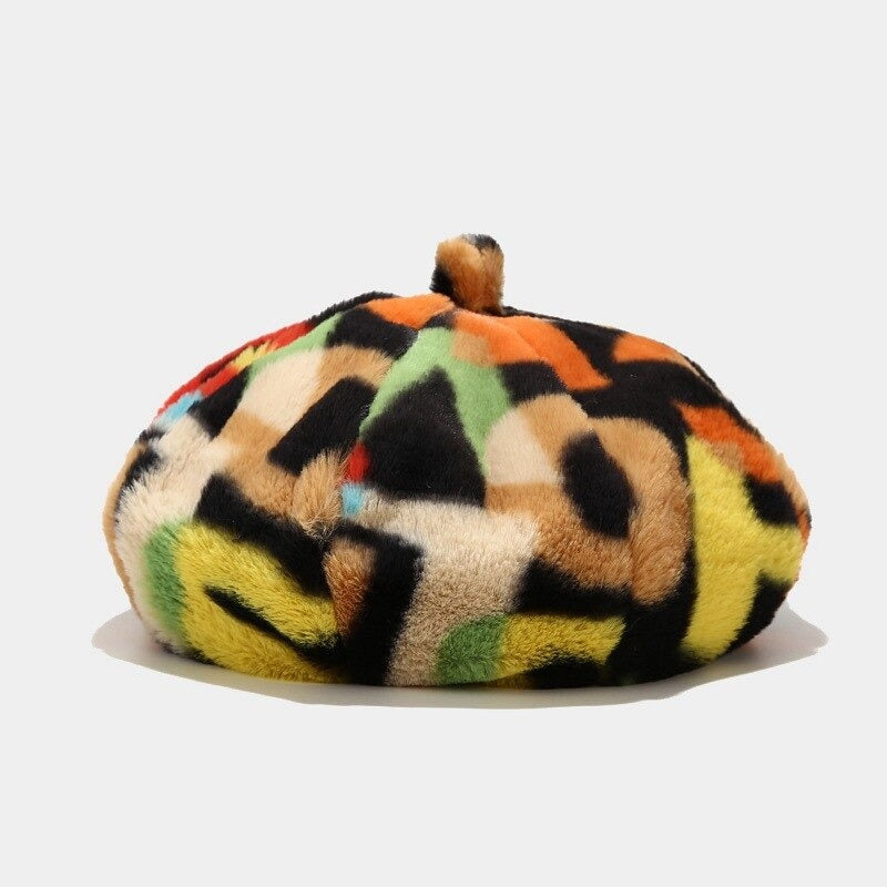 BP. FAUX FUR PLUSH BERET ALPHABET GRAFFITI PRINT OS NWT BP. FAUX FUR PLUSH BERET ALPHABET GRAFFITI PRINT OS NWOT main image 3