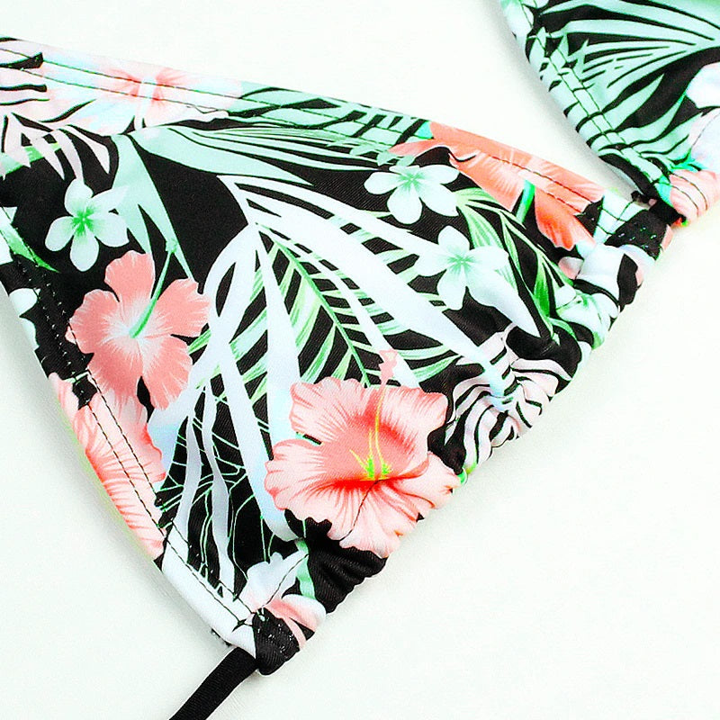 FLORAL TRIANGLE TOP and TIE SIDE BIKINI BOTTOM SET