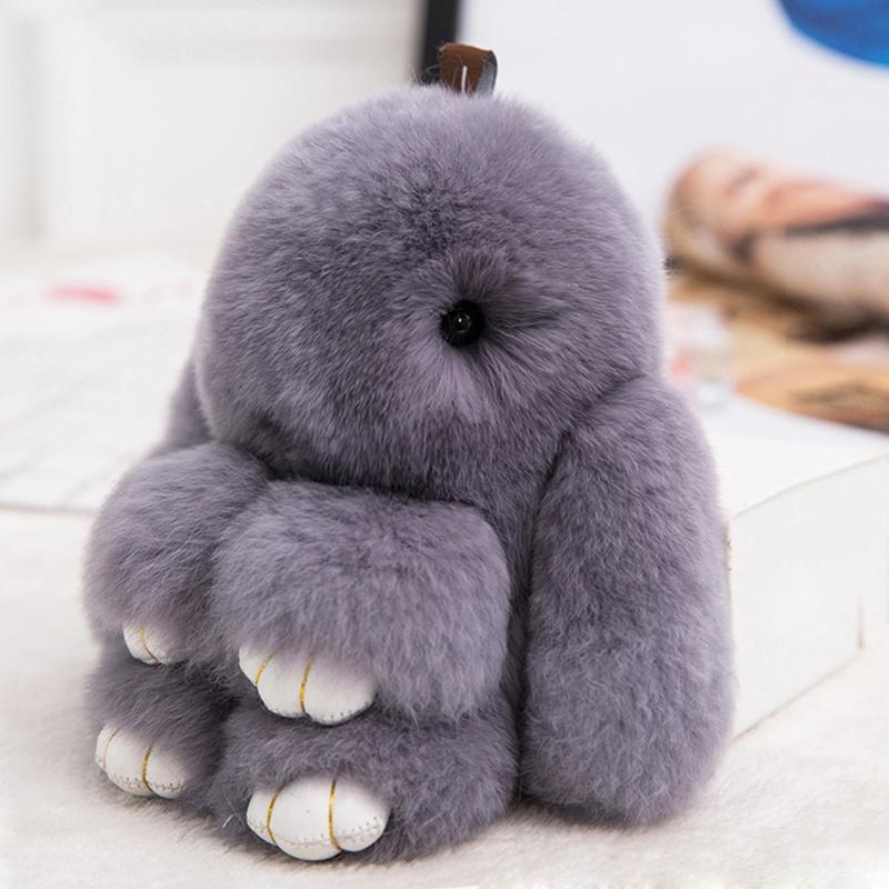 Song Qing Cute Bunny Keychain Soft Rabbit Fur Pompom Ball Fluffy