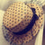 Summer Straw Hat With Black Lace Polka-Dot Design
