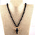 Vintage Western-style Natural Stone Beads Horn Pendant Necklace