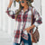 Classic Plaid Button-Down Long Sleeve Shirts for Women