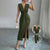 Flattering Women's Deep V-Neck Sleeveless Midi Dress with Slit