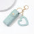 Portable PU Leather Lipstick Protective Keychain Holder with Mirror