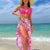 Floral Print Halter Triangle Bikini Set with Beach Skirt for Women