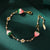 Dainty Strawberry and Flower Charm Bracelet for Women