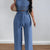 Sleeveless Crop Top with Floral Cutwork Embroidery and Wide Leg Trouser