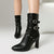 Rivet Studded Cross Strap Pointed Toe Women's Boots