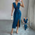 Flattering Women's Deep V-Neck Sleeveless Midi Dress with Slit