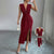 Flattering Women's Deep V-Neck Sleeveless Midi Dress with Slit