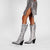 Rhinestone-Embellished Flame Pattern Knee-High Heeled Boots