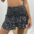 Ruffled Boho Print Elastic Waist Pleated Women's Mini Skirt