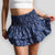 Ruffled Boho Print Elastic Waist Pleated Women's Mini Skirt