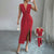 Flattering Women's Deep V-Neck Sleeveless Midi Dress with Slit