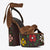 Women's Platform High Heels with Ankle Tie Straps and Bow Detail
