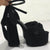 Women's Platform High Heels with Ankle Tie Straps and Bow Detail
