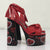 Women's Platform High Heels with Ankle Tie Straps and Bow Detail
