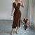 Flattering Women's Deep V-Neck Sleeveless Midi Dress with Slit