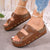 Cork-Style Studded Platform Wedge Sandals with Adjustable Strap