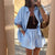 Weekend Wear Stripe Pattern Half Sleeve Shirt and Shorts Matching Set