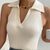 Solid Color Women's Summer Knit Collared Sleeveless Tank Top