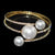 Multilayer Rhinestone Pearl Bangle Bracelet with Ring Set