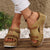 Women's Cork-Textured Sole Wedge Sandals with Double Buckle Straps