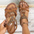 Vintage-Style Bohemian Flat Sandals with Rhinestone and Beaded Accents