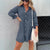 Loose Casual Turn Down Collar Solid Color Midi Dress for Women
