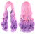 Multi-Colored Ombre Rainbow Wigs with Lush Curls and Bangs