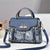 Intricate Pattern Metal Swan Embellishment Top Handle Shoulder Bag