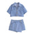 Casual Women's Short-sleeve Denim Top with Mini Short Skirt Set