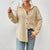 Textured Button-Down White Long Sleeve Shirt for Women