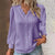 Summer Fashion Women's Hollow Lace Patchwork V-Neck Long Sleeve Blouse
