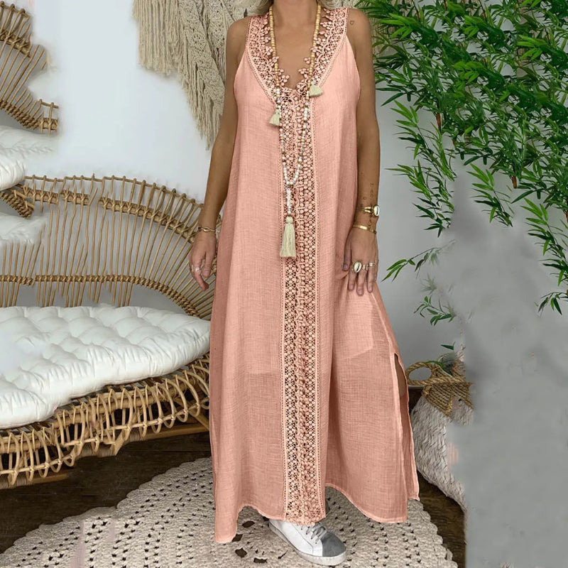 Sheer Lace V-neck Sleeveless Women's Plus Size Maxi Dress – Boots N Bags  Heaven