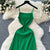 Sleeveless Knitted Bodycon Maxi Dress with Pleated Design