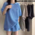 Loose Preppy Short Sleeve T-shirt and Shorts Matching Set