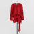 Glamorous Women's Puff-Sleeve Ruffle Hem Dress with Tie Neckline