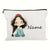 Custom Name with Cute Girl Pattern Cosmetic Makeup Pouch Bag
