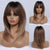 Perfectly Styled Highlighted Long Straight Wigs with Curtain Bangs