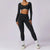 Women's Fitness Sports Crop Top Long Sleeve and High Waist Leggings Set