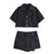 Casual Women's Short-sleeve Denim Top with Mini Short Skirt Set