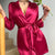 Solid Color Women's Cozy Tie-Front Loungewear Robe