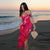 Abstract Geometric Pattern Spaghetti Strap Maxi Dress with Front Slit